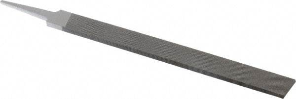 Grobet - 10" Standard Precision Swiss Pattern Hand File - Double Cut, 1" Width Diam x 1/4" Thick, With Tang - Top Tool & Supply