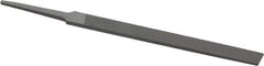 Grobet - 4" Standard Precision Swiss Pattern Regular Pillar File - Double Cut, 3/8" Width Diam x 1/8" Thick, With Tang - Top Tool & Supply