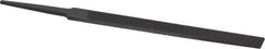 Grobet - 4" Standard Precision Swiss Pattern Regular Pillar File - Double Cut, 3/8" Width Diam x 1/8" Thick, With Tang - Top Tool & Supply