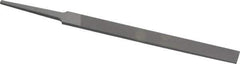 Grobet - 4" Standard Precision Swiss Pattern Regular Pillar File - Double Cut, 3/8" Width Diam x 1/8" Thick, With Tang - Top Tool & Supply