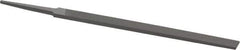 Grobet - 6" Standard Precision Swiss Pattern Regular Pillar File - Double Cut, 1/2" Width Diam x 11/64" Thick, With Tang - Top Tool & Supply