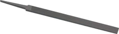 Grobet - 6" Standard Precision Swiss Pattern Regular Pillar File - Double Cut, 1/2" Width Diam x 11/64" Thick, With Tang - Top Tool & Supply