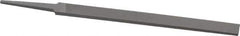 Grobet - 6" Standard Precision Swiss Pattern Regular Pillar File - Double Cut, 1/2" Width Diam x 11/64" Thick, With Tang - Top Tool & Supply