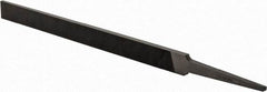 Grobet - 6" Standard Precision Swiss Pattern Regular Pillar File - Double Cut, 1/2" Width Diam x 11/64" Thick, With Tang - Top Tool & Supply