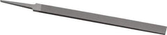 Grobet - 8" Standard Precision Swiss Pattern Regular Pillar File - Double Cut, 19/32" Width Diam x 13/64" Thick, With Tang - Top Tool & Supply