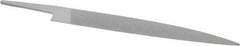 Grobet - 6" Standard Precision Swiss Pattern Knife File - Double Cut, 23/32" Width Diam x 5/32" Thick, With Tang - Top Tool & Supply