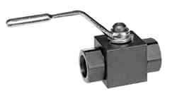 Parker - 1-1/2" Pipe, Carbon Steel Standard Ball Valve - Inline - Two Way Flow, FNPT x FNPT Ends, Lever Handle, 6,000 WOG - Top Tool & Supply