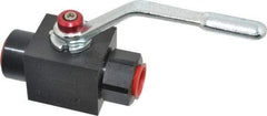 Parker - 1/2" Pipe, Carbon Steel Standard Ball Valve - Inline - Two Way Flow, FNPT x FNPT Ends, Lever Handle, 7,500 WOG - Top Tool & Supply