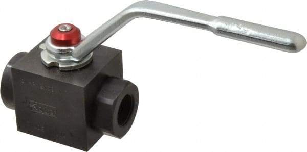 Parker - 3/4" Pipe, Carbon Steel Standard Ball Valve - Inline - Two Way Flow, FNPT x FNPT Ends, Lever Handle, 6,000 WOG - Top Tool & Supply