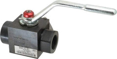 Parker - 1" Pipe, Carbon Steel Standard Ball Valve - Inline - Two Way Flow, FNPT x FNPT Ends, Lever Handle, 6,000 WOG - Top Tool & Supply