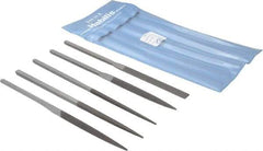 Grobet - 5 Piece Swiss Pattern File Set - 8-1/2" Long, 00 Coarseness, Set Includes Half Round, Hand, Round, Square, Three Square - Top Tool & Supply