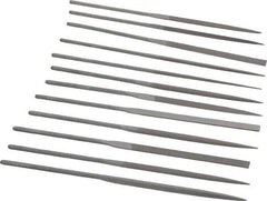 Grobet - 12 Piece Swiss Pattern File Set - 5-1/2" Long, 0 Coarseness, Set Includes Barrette, Crossing, Equalling, Half Round, Knife, Marking, Round, Round Edge Joint, Slitting, Square, Three Square, Warding - Top Tool & Supply