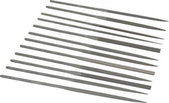 Grobet - 12 Piece Swiss Pattern File Set - 6-1/4" Long, 0 Coarseness, Set Includes Barrette, Crossing, Equalling, Half Round, Knife, Marking, Round, Round Edge Joint, Slitting, Square, Three Square, Warding - Top Tool & Supply