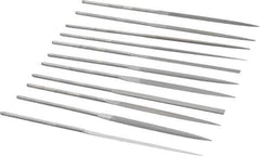 Grobet - 12 Piece Swiss Pattern File Set - 6-1/4" Long, 2 Coarseness, Set Includes Barrette, Crossing, Equalling, Half Round, Knife, Marking, Round, Round Edge Joint, Slitting, Square, Three Square, Warding - Top Tool & Supply