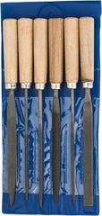 Grobet - 6 Piece American Pattern File Set - 7" Long, Set Includes Flat, Half Round, Round, Square, Three Square, Warding - Top Tool & Supply