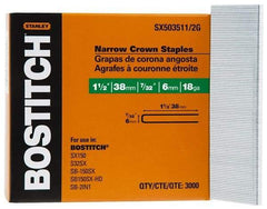 Stanley Bostitch - 1-1/2" Long x 7/32" Wide, 18 Gauge Crowned Construction Staple - Steel, Galvanized Finish - Top Tool & Supply