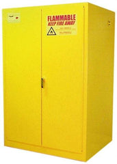 Eagle - 2 Door, 2 Shelf, Yellow Steel Standard Safety Cabinet for Flammable and Combustible Liquids - 65" High x 43" Wide x 34" Deep, Manual Closing Door, 3 Point Key Lock, 90 Gal Capacity - Top Tool & Supply