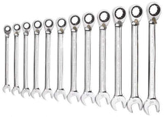 GearWrench - 12 Piece, 8mm to 19mm, Ratcheting Combination Wrench Set - Metric Measurement Standard, Chrome Finish, Comes in Tray - Top Tool & Supply