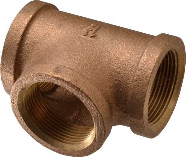 Merit Brass - Class 125, 1-1/2" Internal Pipe, Brass Tee - FBSPT x FBSPT x FBSPT - Top Tool & Supply