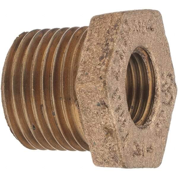 Merit Brass - Class 125, 1/2 x 1/4" Internal Pipe, Brass Hex Bushing - MBSPT x FBSPT - Top Tool & Supply