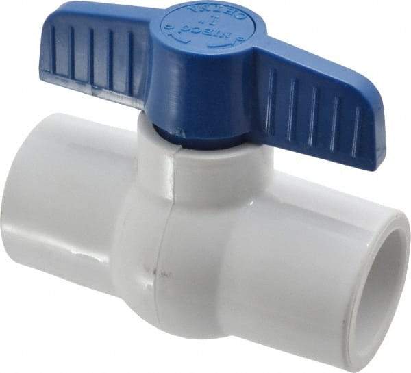 NIBCO - 1" Pipe, Standard Port, PVC Miniature Ball Valve - 1 Piece, Inline - One Way Flow, Solvent x Solvent Ends, Tee Handle, 150 WOG - Top Tool & Supply