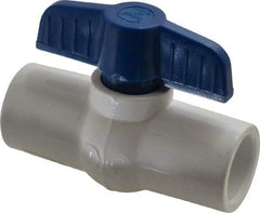 NIBCO - 1/2" Pipe, Standard Port, PVC Miniature Ball Valve - 1 Piece, Inline - One Way Flow, Solvent x Solvent Ends, Tee Handle, 150 WOG - Top Tool & Supply