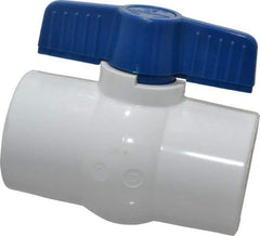 NIBCO - 2" Pipe, Standard Port, PVC Miniature Ball Valve - 1 Piece, Inline - One Way Flow, Solvent x Solvent Ends, Tee Handle, 150 WOG - Top Tool & Supply