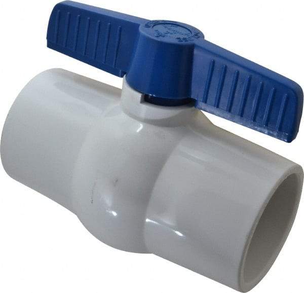 NIBCO - 3" Pipe, Standard Port, PVC Miniature Ball Valve - 1 Piece, Inline - One Way Flow, Solvent x Solvent Ends, Tee Handle, 150 WOG - Top Tool & Supply