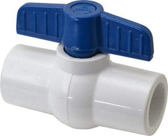 NIBCO - 3/4" Pipe, Standard Port, PVC Miniature Ball Valve - 1 Piece, Inline - One Way Flow, Solvent x Solvent Ends, Tee Handle, 150 WOG - Top Tool & Supply