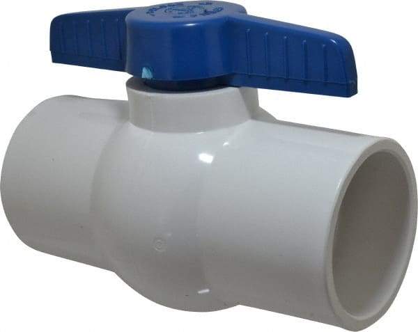 NIBCO - 4" Pipe, Standard Port, PVC Miniature Ball Valve - 1 Piece, Inline - One Way Flow, Solvent x Solvent Ends, Tee Handle, 150 WOG - Top Tool & Supply