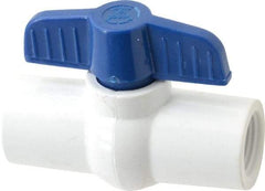 NIBCO - 1/2" Pipe, Standard Port, PVC Miniature Ball Valve - 1 Piece, Inline - One Way Flow, FNPT x FNPT Ends, Tee Handle, 150 WOG - Top Tool & Supply