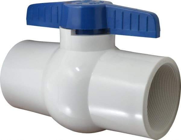 NIBCO - 4" Pipe, Standard Port, PVC Miniature Ball Valve - 1 Piece, Inline - One Way Flow, FNPT x FNPT Ends, Tee Handle, 150 WOG - Top Tool & Supply