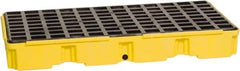 Eagle - 30 Gal Sump, 5,000 Lb Capacity, 2 Drum, Polyethylene Spill Deck or Pallet - 51-1/2" Long x 26-1/4" Wide x 6-1/2" High, Yellow, Drain Included, Low Profile, Vertical, Inline Drum Configuration - Top Tool & Supply