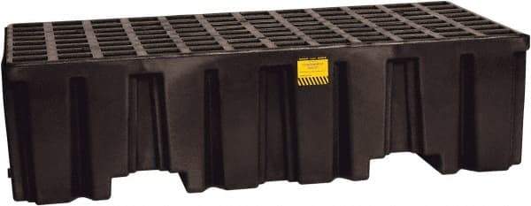 Eagle - 66 Gal Sump, 4,000 Lb Capacity, 2 Drum, Polyethylene Spill Deck or Pallet - 51" Long x 26-1/4" Wide x 13-3/4" High, Black, Liftable Fork, Drain Included, Vertical, 2 x 2 Drum Configuration - Top Tool & Supply