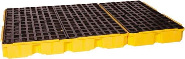 Eagle - 88 Gal Sump, 8,000 Lb Capacity, 6 Drum, Polyethylene Platform - 78.25" Long x 51-1/2" Wide x 6-1/2" High, Yellow, Drain Included, Low Profile, Vertical, 2 x 3 Drum Configuration - Top Tool & Supply