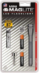 Mag-Lite - Clear LED Bulb, 111 Lumens, Mini Flashlight - Gray Aluminum Body, 2 AAA Alkaline Batteries Included - Top Tool & Supply