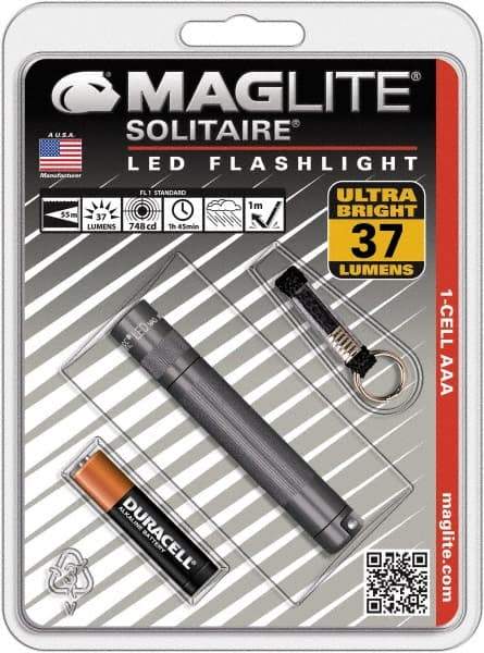 Mag-Lite - Clear LED Bulb, 47 Lumens, Mini Flashlight - Gray Aluminum Body, 1 AAA Alkaline Battery Included - Top Tool & Supply