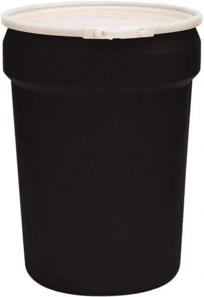 Eagle - 30 Gallon Black Tapered Cylinder Polyethylene Open Head Drum - 28-1/2" High x 21" Diam - Top Tool & Supply