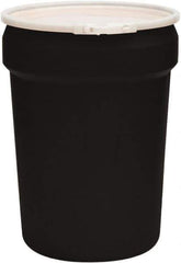 Eagle - 30 Gallon Black Tapered Cylinder Polyethylene Open Head Drum - 28-1/2" High x 21" Diam - Top Tool & Supply