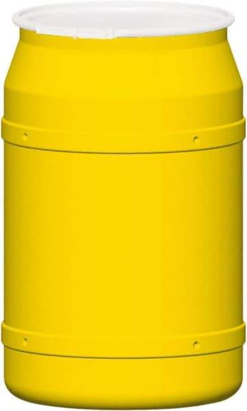 Eagle - 55 Gallon Yellow Cylindrical Polyethylene Open Head Drum - 36-3/8" High x 23" Diam - Top Tool & Supply