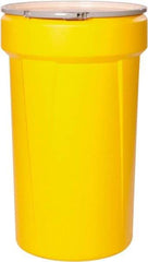 Eagle - 55 Gallon Yellow Tapered Cylinder Polyethylene Open Head Drum - 39-1/8" High x 23-3/4" Diam - Top Tool & Supply