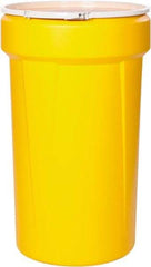 Eagle - 55 Gallon Yellow Tapered Cylinder Polyethylene Open Head Drum - 39-1/8" High x 23-3/4" Diam - Top Tool & Supply