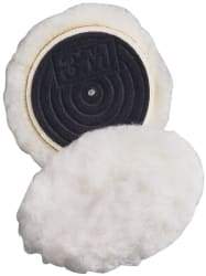 3M - 3" Diam Wool Bonnet Pad - 15/16" Pile, Hook & Loop Attachment - Top Tool & Supply