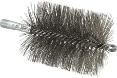 Schaefer Brush - 4-1/2" Brush Length, 3-1/2" Diam, Double Stem, Double Spiral Tube Brush - 7-1/4" Long, Stainless Steel, 1/4" NPSM Male Connection - Top Tool & Supply