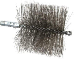 Schaefer Brush - 4-1/2" Brush Length, 5" Diam, Double Stem, Double Spiral Tube Brush - 7-1/4" Long, Stainless Steel, 1/4" NPSM Male Connection - Top Tool & Supply