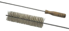 Schaefer Brush - 2-1/8" Diam, 7" Bristle Length, Boiler & Furnace Crimped Brass Brush - Standard Wood Handle, 48" OAL - Top Tool & Supply