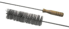 Schaefer Brush - 2-1/8" Diam, 7" Bristle Length, Boiler & Furnace Stainless Steel Brush - Standard Wood Handle, 48" OAL - Top Tool & Supply