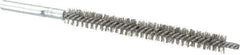 Schaefer Brush - 3" Brush Length, 5/16" Diam, Double Stem, Double Spiral Tube Brush - 4-3/4" Long, Stainless Steel, 8-32 Female Connection - Top Tool & Supply