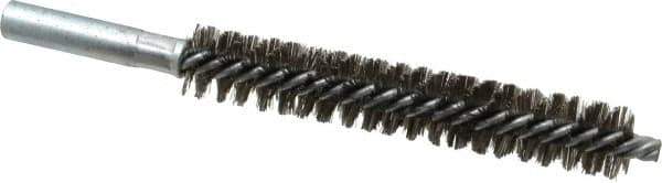 Schaefer Brush - 4" Brush Length, 11/16" Diam, Double Stem, Double Spiral Tube Brush - 6" Long, Stainless Steel, 12-24 Female Connection - Top Tool & Supply