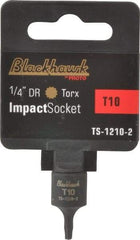 Blackhawk by Proto - 1/4" Drive, T10 Impact Torx Bit Socket - 1" OAL - Top Tool & Supply